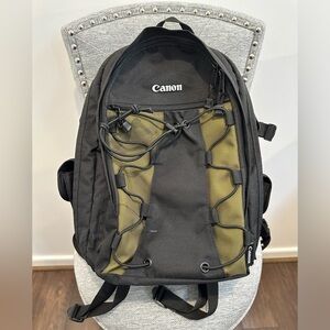 Canon Deluxe Camera Set Photo Backpack Black Olive Nylon Bag